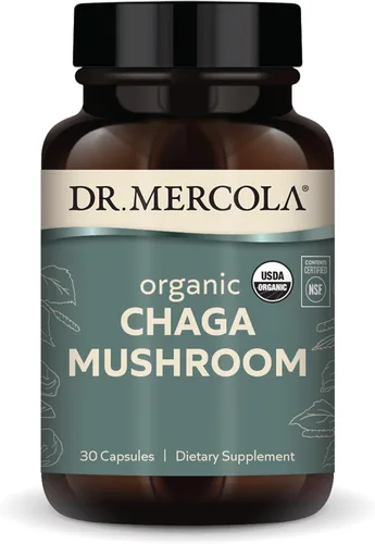 Dr. Mercola Hongos Chaga orgánicos - Apoyo inmunológico - Mezcla adaptogénica con extracto de chaga y polvo de chaga - USDA Organic - Sin gluten -