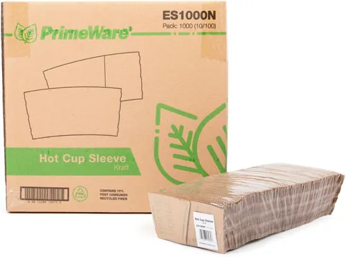 Miniatura 6 de Primeware AmerCareRoyal - Fundas de café para tazas calientes, caja de 1000-80% fibra reciclada, advertencia caliente, desechable y protectora, se
