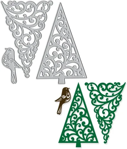 Troqueles de metal para árbol de Navidad, para hacer tarjetas, árbol de Navidad, pájaros, fondo, troqueles para decoración de bricolaje, papel,