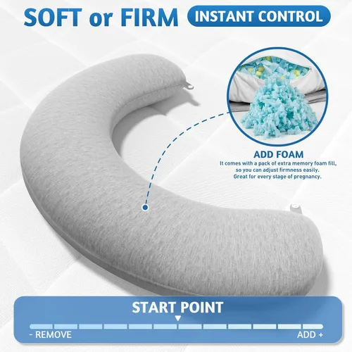 Miniatura 3 de SweetSlubr Almohada corporal, almohadas de embarazo para dormir, almohada de maternidad en forma de C para mujeres embarazadas con firmeza