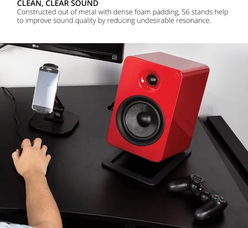 Miniatura 5 de Kanto S6 Soportes de Altavoz de Escritorio Inclinados para Altavoces de Estantería Grandes y Monitores de Estudio de Tamaño Completo de 5"-7