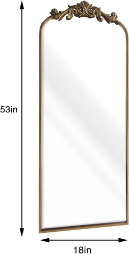 Miniatura 3 de WAMIRRO Espejo dorado adornado, espejos antiguos arqueados vintage para sala de estar, pasillo, chimenea, baño, entrada, 18 x 53 pulgadas