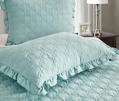 Miniatura 7 de CHIXIN Colcha con falda con volantes, caída de 30 pulgadas de largo, ropa de cama estilo Shabby Chic, ligera, juego de 3 piezas, tamaño King