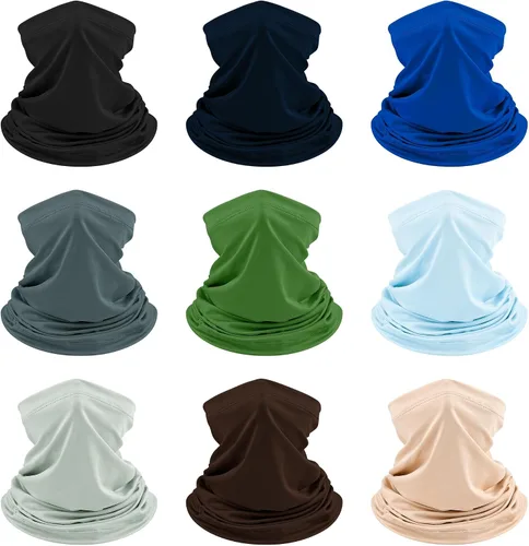 Miniatura 10 de 9 piezas de pasamontañas para hombre, polaina para el cuello, máscara facial de verano, protección solar, refrescante, transpirable, cubierta