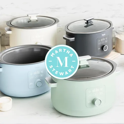 Miniatura 12 de Martha Stewart Olla de cocción lenta de 8 cuartos de galón, programable con temporizador, 3 ajustes de calor (bajo, alto, cálido), cerámica