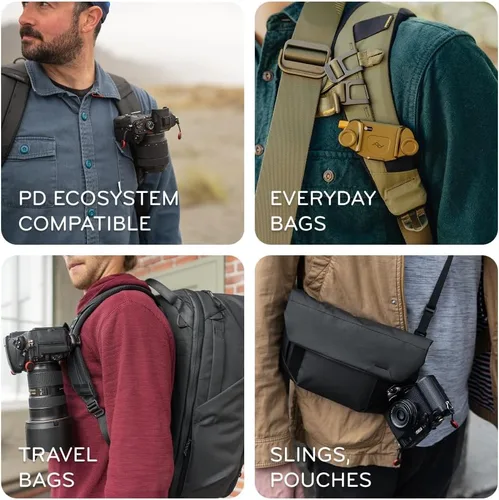 Miniatura 6 de Peak Design Clip para cámara de captura V3, negro con placa, sostiene DSLR, compacto y cuerpo de disparo, seguro, estable y accesible, se fija a
