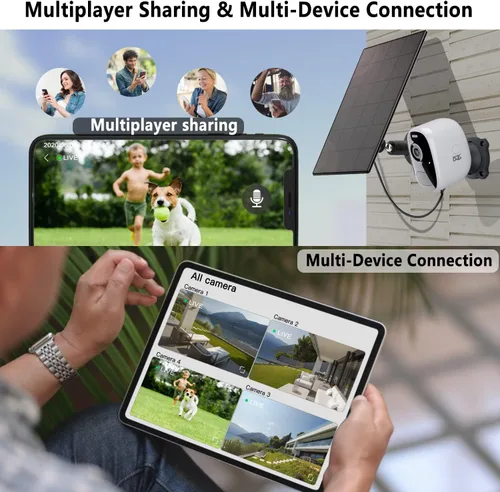 Miniatura 7 de DCT Cámara Solar para Exteriores Magnética: Cámara de Seguridad WiFi Inalámbrica de 4MP, Batería, Detección de Movimiento PIR/IA, Conversación Panel
