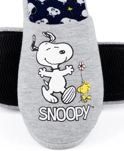 Miniatura 4 de PEANUTS Snoopy - Pantuflas para mujer en color gris marga, calzado de dibujos animados de Snoopy y Woodstock para mujer Zapatos de casa sin cordones