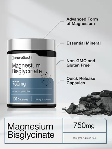 Miniatura 4 de Horbäach Bisglicinato de magnesio 120 cápsulas 750 mg Suplemento sin OMG y sin gluten Suplemento sin OMG y sin gluten