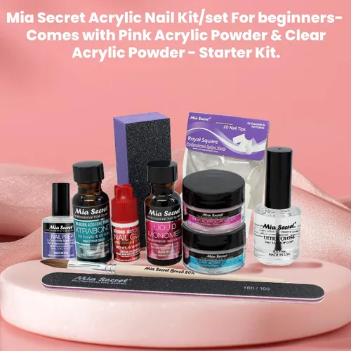 Miniatura 2 de Mia Secret Kit de uñas acrílicas para principiantes - Kit de uñas con polvo acrílico rosa y polvo acrílico transparente con todo - Kit de inicio