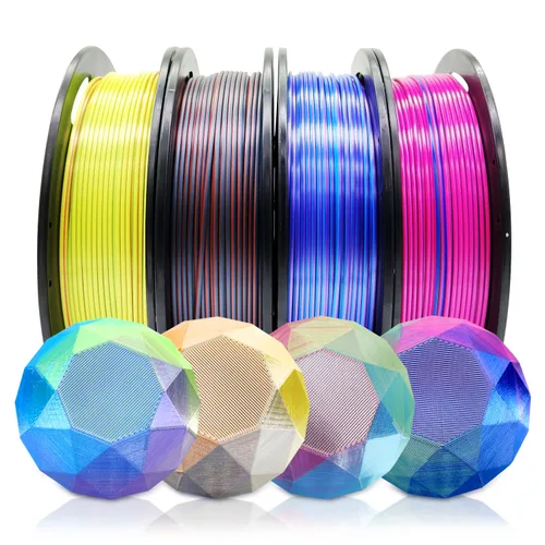 Miniatura 11 de RepRapper Filamento de ácido poliláctico (PLA), paquete de muestra de purpurina multicolor, brillante Galaxy Silk PLA0.069 pulgadas para impresora