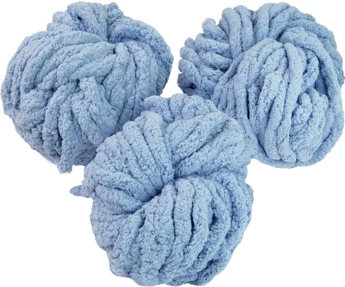 Miniatura 8 de iDIY - Paquete de 3 madejas de hilo grueso (72 yardas), color rosa claro, hilo de felpilla esponjoso perfecto para mantas suaves y de bebé, tejer