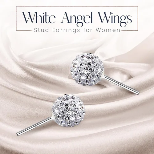 Miniatura 2 de Crystal Line Azuria - Aretes de plata de ley 925 con caja de bola de discoteca con cristales blancos colgantes para mujer