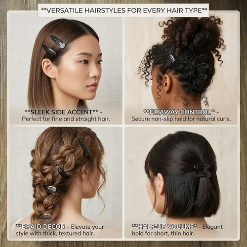 Miniatura 5 de Paquete de 120 pinzas negras para el cabello, pinzas antideslizantes para mujeres y niñas, horquillas duraderas para cabello grueso, recogidos