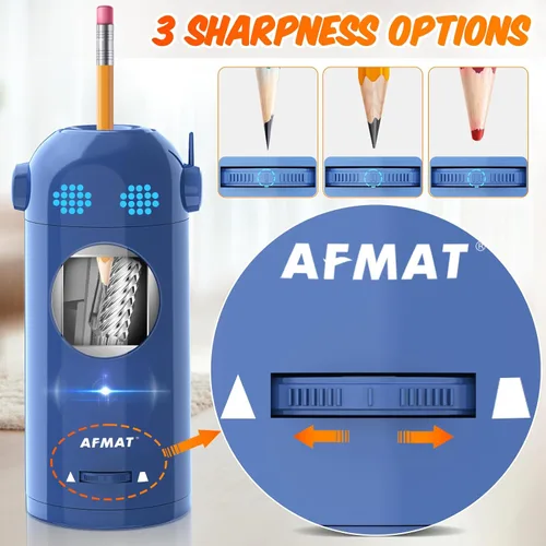 Miniatura 4 de AFMAT - Sacapuntas eléctrico para lápices de colores, sacapuntas completamente automáticos para lápices de 7-11.5 mm, sacapuntas de robot para Azul