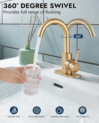Miniatura 2 de Midanya Grifo de baño de un solo agujero, grifo de fregadero de barra de 1 agujero, adecuado para tocador de cocina, RV, boquilla giratoria de acero