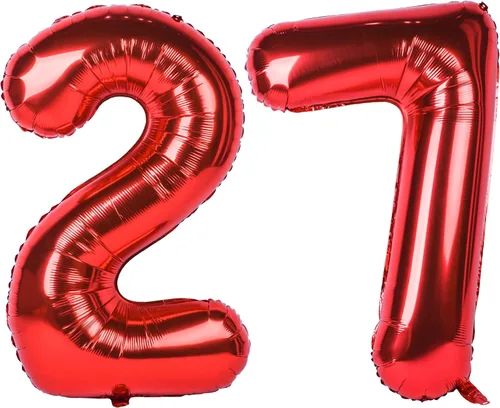 Miniatura 44 de Globo gigante de helio de 40 pulgadas, número 0 rojo, de poliéster, película de aluminio, 0-9, para niña y niño, autoinflable, dígito cero