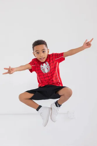 Miniatura 2 de Marvel Vengadores Pantera Negra Spiderman Hulk - Juego de camisa deportiva y shorts para niño