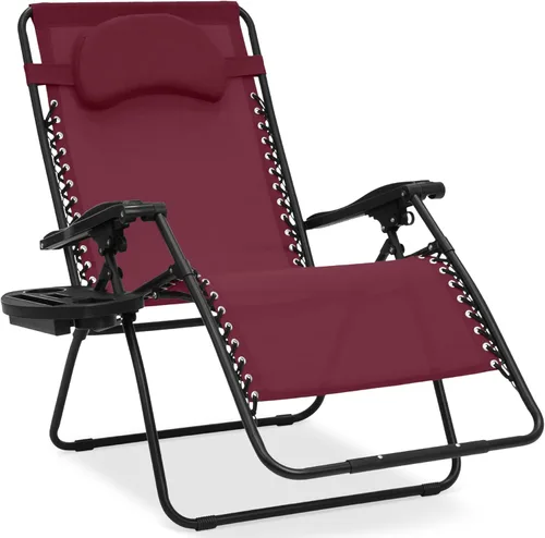 Miniatura 25 de Best Choice Products Silla de gravedad cero de gran tamaño, plegable para patio al aire libre, reclinable, con soporte para tazas, bandeja de Verde