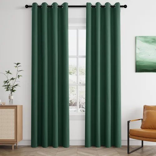 Miniatura 53 de Cream Linen Blackout Curtains 90 Length 2 Panels Set for Living Room Bedroom, 100% Black Out Thermal Insulated Linen Drapes, Room Darkening Grommet