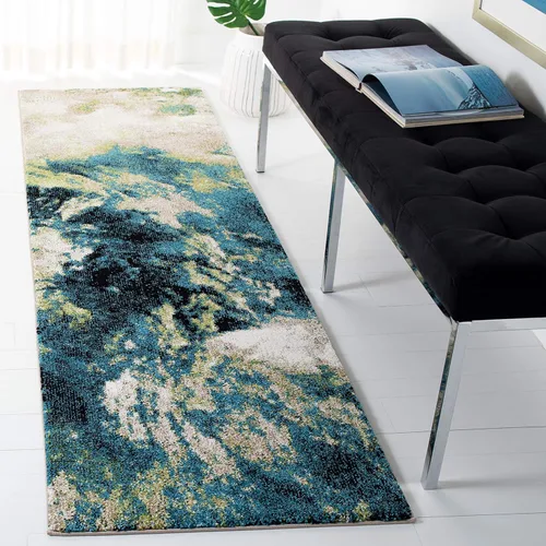 Miniatura 6 de SAFAVIEH Glacier Collection - Alfombra decorativa de 2 pies 3 pulgadas x 4 pies, azul y multicolor, diseño abstracto moderno, no desprende pelusa