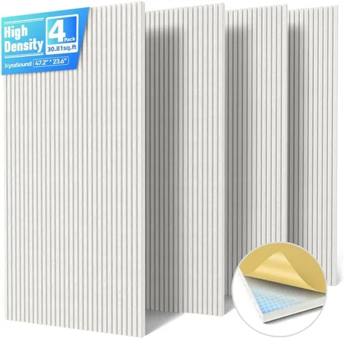 Miniatura 11 de Paquete de 8 paneles acústicos grandes que absorben el sonido con autoadhesivo, 47.2 x 23.6 x 0.36 pulgadas, paneles de espuma a prueba de sonido