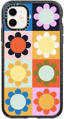 Miniatura 117 de CASETiFY Impact - Funda para iPhone 11 - Flower Power Retro - Negro Transparente