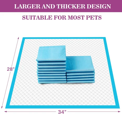 Miniatura 2 de IMMCUTE Almohadillas para orina de perro, extra grandes, de 28 x 34 pulgadas, almohadillas de entrenamiento para cachorros, superabsorbentes y a