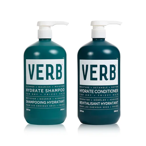VERB Champú hidratante + acondicionador Duo - Limpia + nutre el cabello seco + encrespado para suavizar + reducir el encrespamiento - Ámbar + aroma