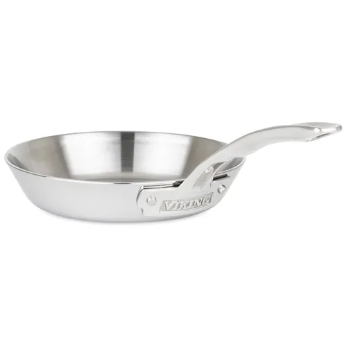 Viking Sartén antiadherente contemporánea de 3 capas, utensilios de cocina de acero inoxidable de 8 pulgadas, color plateado