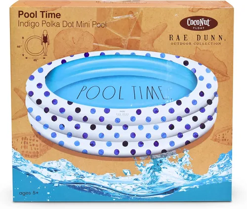 Miniatura 7 de Rae Dunn x CocoNut Float Indigo Polka Dot Mini Pool - Tema de piscina - Piscina inflable para niños - Gran piscina para patio trasero, fiestas