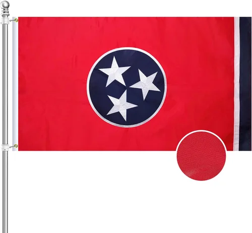 Bandera de Tennessee de 3 x 5, bandera del estado de Tennessee para exteriores, técnica de bordado, resistente al desgarro, rayas cosidas y ojales