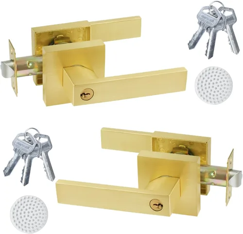 Miniatura 13 de Manija de puerta negra mate resistente, manija de puerta de entrada con llave igual, pomos de puerta con cerradura y llave, manija de puerta Negro