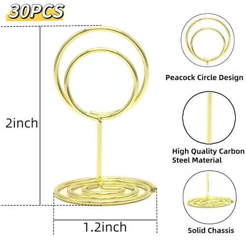 Miniatura 2 de 30 soportes para números de mesa, soporte de alambre para tarjetas, clips de menú, soportes de fotos, soportes de fotos para centros de mesa