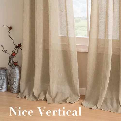 Miniatura 7 de H.VERSAILTEX Cortinas de lino con mezcla de lino para sala de estar/dormitorio, cortinas semitransparentes de privacidad de 84 pulgadas de largo