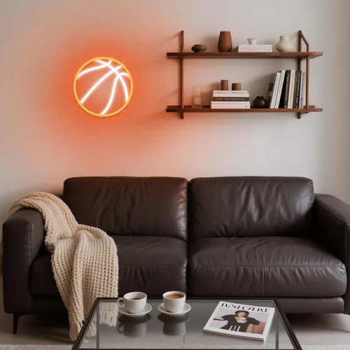 Miniatura 4 de Letrero de neón de baloncesto, 9.84 x 9.84 pulgadas, luz de neón LED de baloncesto, alimentado por USB con interruptor regulable, letrero LED