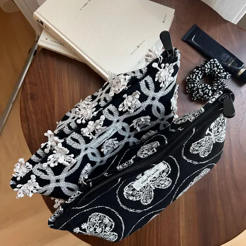 Miniatura 3 de Sminra Bolsa de Maquillaje Bolsa de Cosméticos Bolsa de Aseo de Lona Preppy para Mujeres Linda Bolsa con Cremallera Organizador Accesorios de Viaje