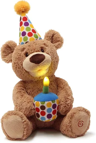 Miniatura 5 de GUND Oso de peluche Oso de cumpleaños con animación Oso de peluche de felpa, canta y brilla en la oscuridad, marrón, 10
