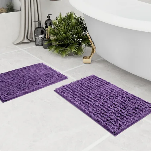 Miniatura 306 de Walensee Alfombra de baño antideslizante (24x17 pulgadas, rosa polvoriento) absorbente de agua, súper suave, lanuda de felpilla, lavable a máquina