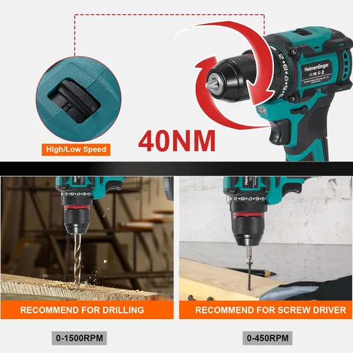 Miniatura 5 de Taladro inalámbrico de 354 en libras para batería Makita de 18 V, portabrocas sin llave de 3/8 pulgadas, 21+1 ajustes de par, 1980 RPM, luz LED