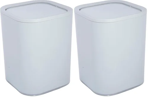 Miniatura 6 de Bath Bliss Paquete de 2 cubos de basura acrílicos de 8 L Dimensiones: 7.5 x 7.5 x 10 pulgadas Blanco Contemporáneo Tapa oscilante 8 litros