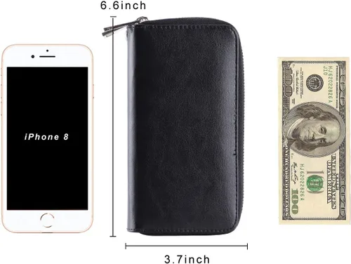 Miniatura 6 de Cartera de teléfono celular para mujer con doble cremallera y correa de muñeca extraíble