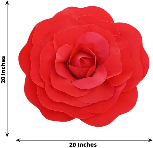 Miniatura 3 de Efavormart Enormes Rosas de Espuma 3D para Pasillo de Boda - Paquete de 2 de 20" Flores Artificiales Rojas de Sensación Real, Decoraciones de Fiesta