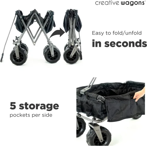 Miniatura 4 de Creative Outdoor All-Terrain Deluxe Wagon Ruedas giratorias todo terreno de 360 grados Ideal para playa, parque, jardín y portón trasero Negro