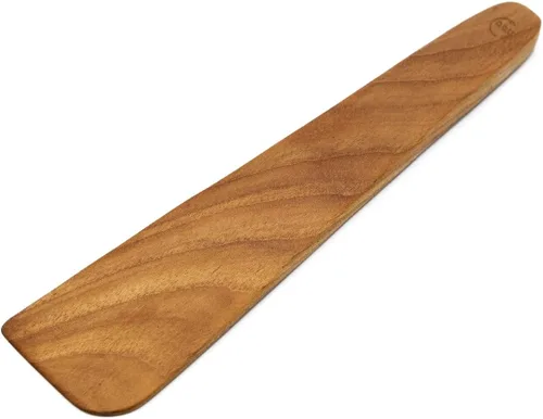 FAAY Espátula plana de madera de 10 pulgadas para hierro fundido, aleta de huevos, raspador de sartén, artesanía de alta resistencia a la humedad,