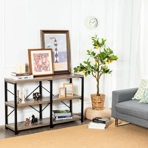 Miniatura 2 de Tangkula Mesa de sofá consola, mesa de consola de 3 niveles con estantes, mesa de vestíbulo industrial con pies ajustables, soporte de TV para sala
