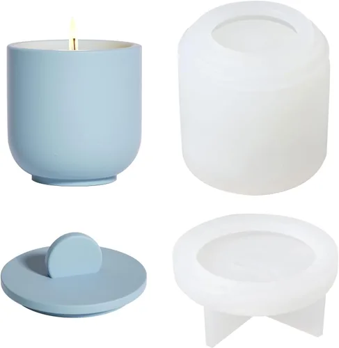 Miniatura 9 de BOOWAN NICOLE Nórdico Simple Estilo Cemento Vela Tarro Molde de Silicona Molde de Contenedor de Vela de Concreto Recipiente de Decoración