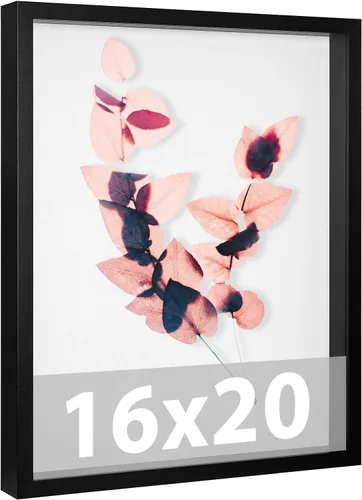 Miniatura 19 de Califortree 8x8 Caja Expositora con Marco de Sombra y Parte Trasera de Lino Suave - Incluye Alfileres, Caja Expositora para Recuerdos, Flores, Negro
