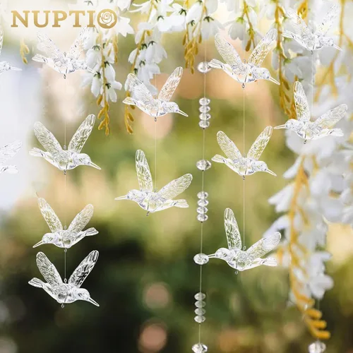 Miniatura 3 de NUPTIO Adornos colgantes de techo de cristal: 30 piezas de pájaros voladores acrílicos para boda, fiesta, ventana, jardín, dormitorio, cumpleaños al