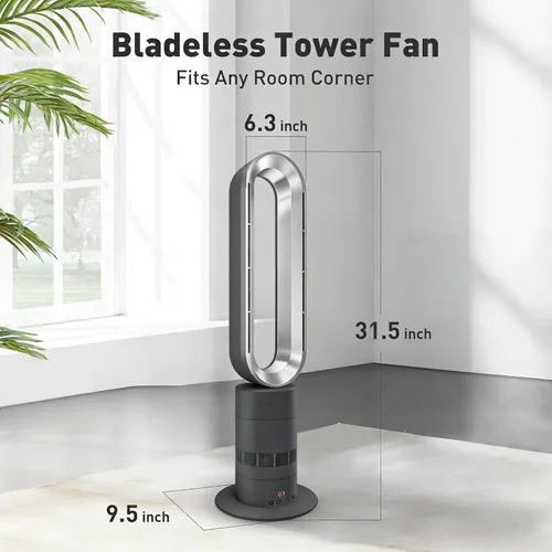 Miniatura 2 de Xcity TP18Pro Bladeless Tower Fan, 2-in-1 Heater & Cooling Fan, 10 Cooling + 3 Heating Levels, Remote Control, Ultra-Quiet for Bedroom & Home Office